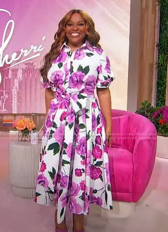 Sherri's floral print shirtdress on Sherri