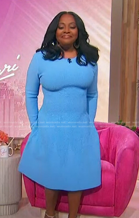 Sherri's blue textured knit dress on Sherri
