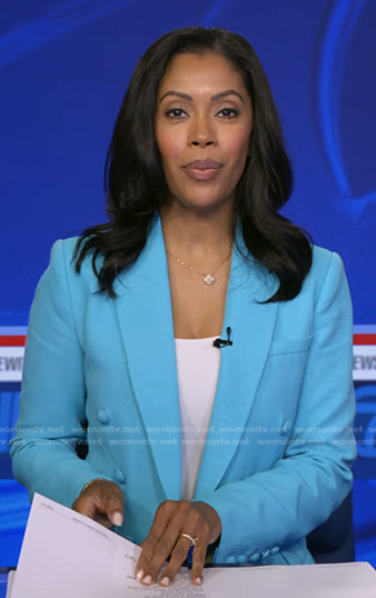 Shirleen's blue double breasted blazer on Good Morning America