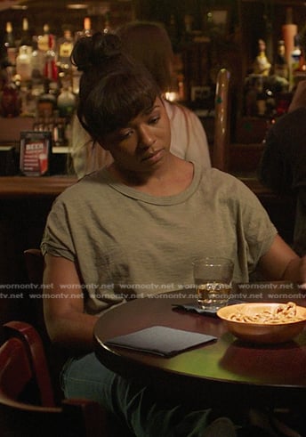 Simone's olive green tee on Greys Anatomy