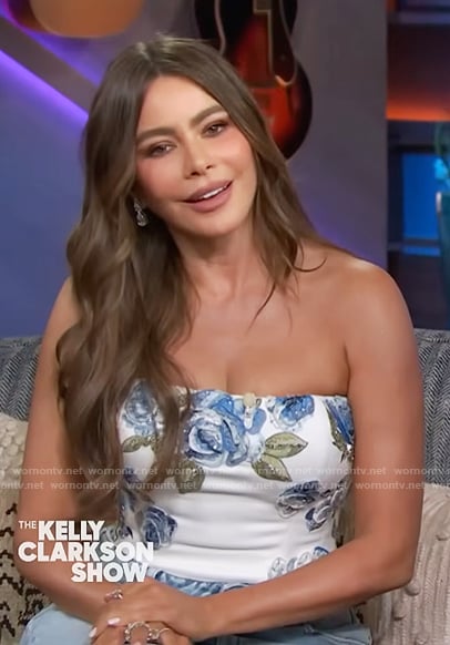 Sofía Vergara's floral strapless top on The Kelly Clarkson Show