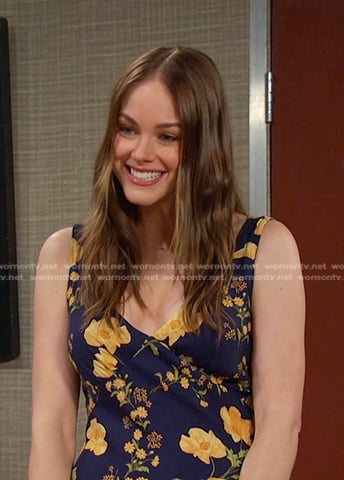 Stephanie's blue and yellow floral dress on Days of our Lives