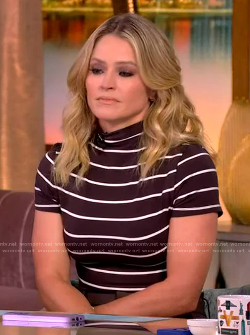 Sara's brown stripe mock neck top on The View