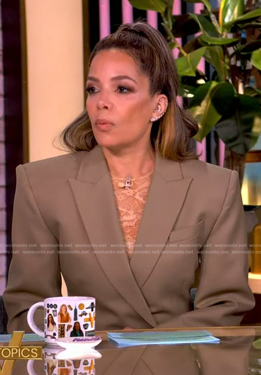 Sunny's khaki oversized blazer on The View
