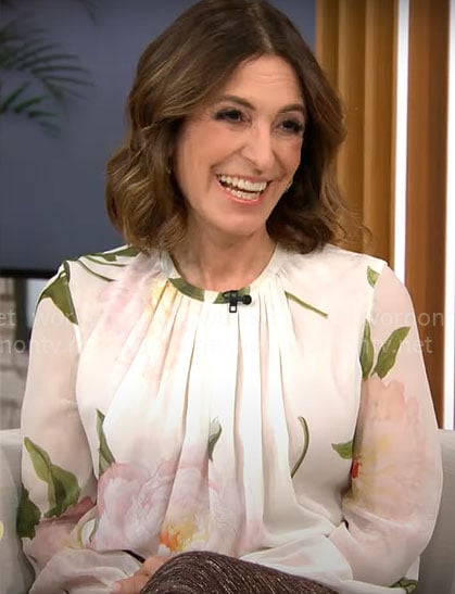 Suzy Welch's floral blouse on CBS Mornings