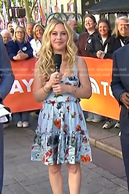 Tara Lipinski's blue floral mini dress on Today