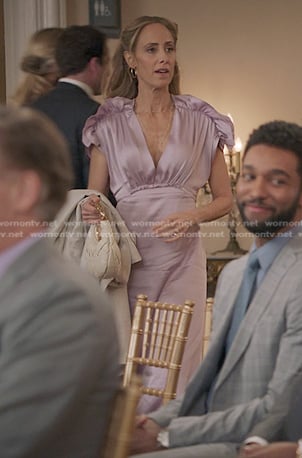 Teddy's pink satin ruffle dress on Greys Anatomy