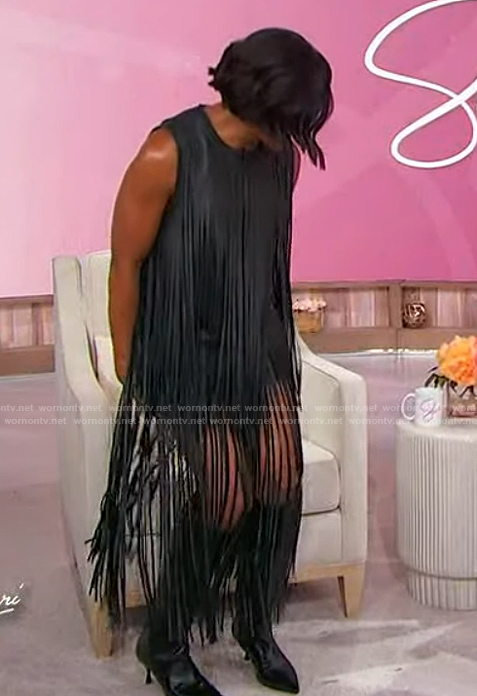 Terri J. Vaughn's black leather fringe dress on Sherri