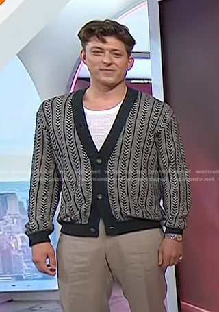 Tom Francis's grey print cardigan on Today