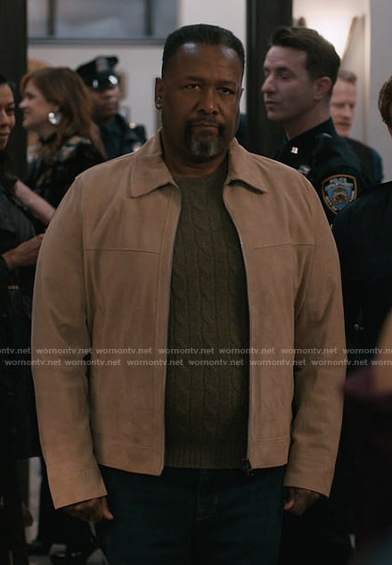 Captain Wagner's suede jacket on Elsbeth