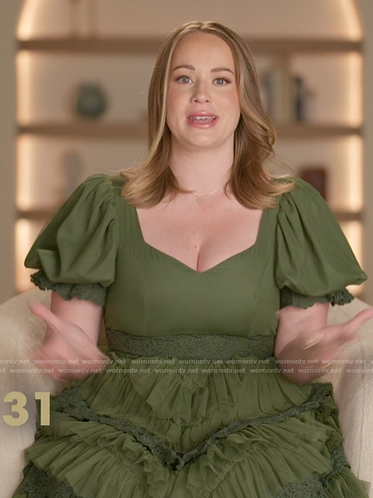 Whitney's green confessional dress on The Secret Lives of Mormon Wives