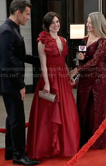 Willow's red ruffled Nurses Ball gown on General Hospital