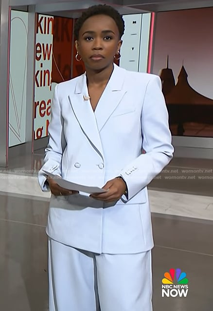 Zinhle's blue double breasted blazer and pants on NBC News Daily