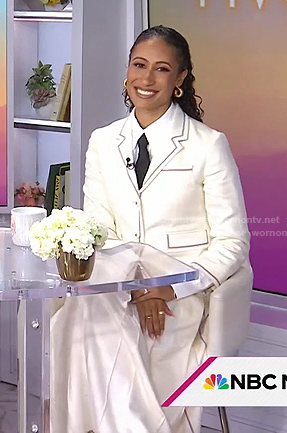 Elaine Welteroth's white blazer and pleated skirt on Today