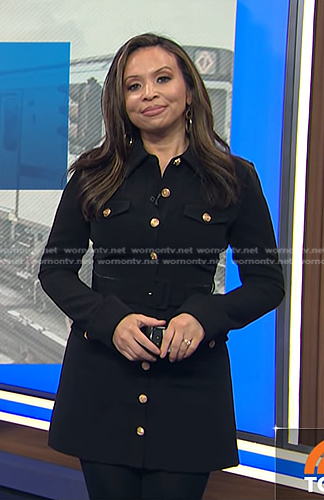 Adelle's black belted mini dress on Today