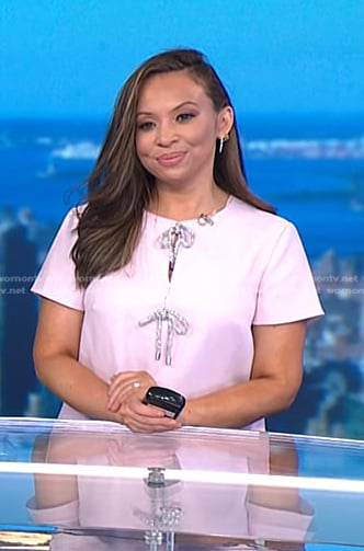 Adelle's pink embellished bow dress on Today