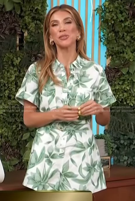 Adrianna Costa's leaf print romper on Access Hollywood