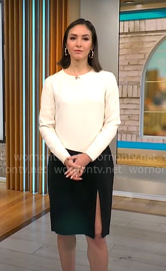 Ali Bauman's black and white dress on CBS Mornings