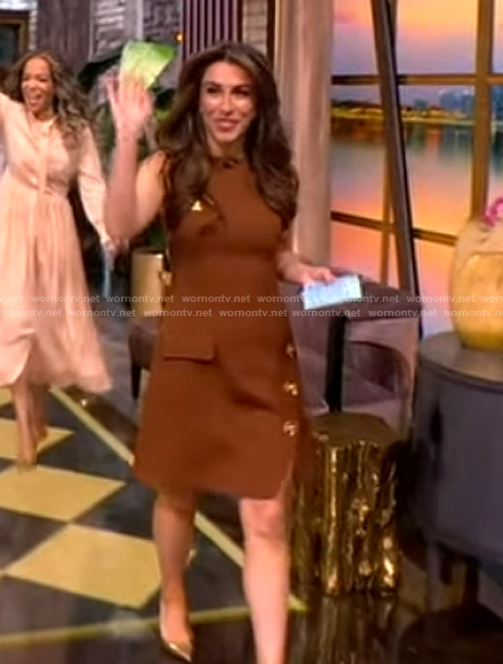 Alyssa's brown sleeveless dress on The View