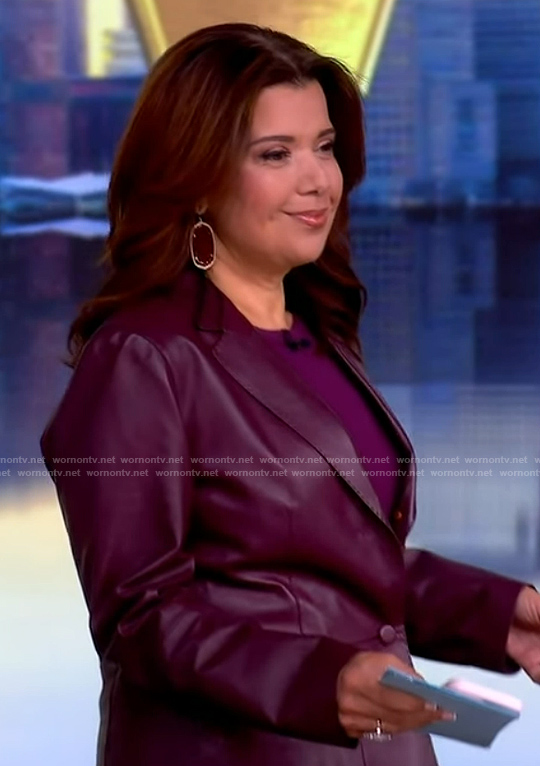 Ana's burgundy leather blazer on The View