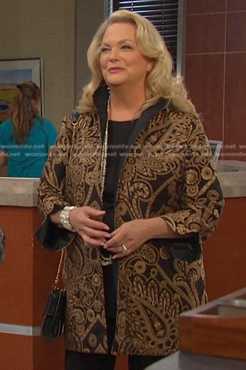Anna's black and brown paisley jacket on Days of our Lives