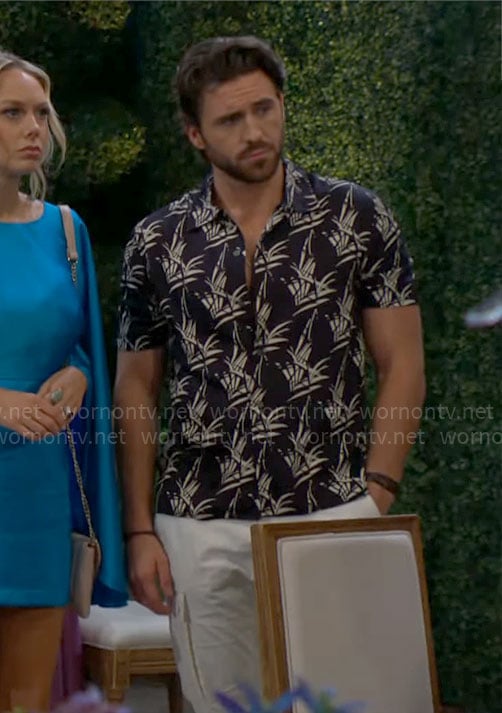 Chance's leaf print shirt on The Young and the Restless