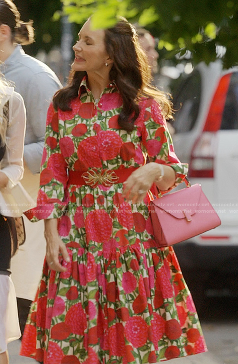 Charlotte's floral print shirtdress on And Just Like That