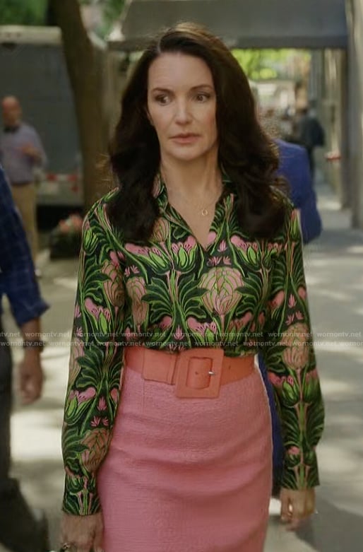 Charlotte's printed blouse on And Just Like That