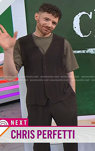 Chris Perfetti's brown ribbed vest and pants on Today