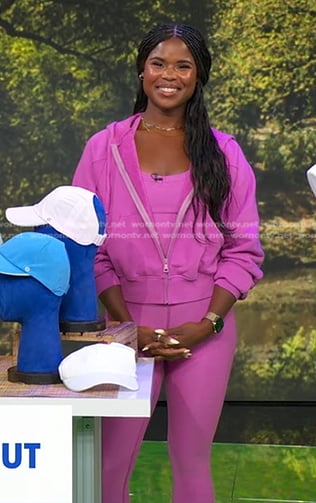 Ciara Lucas's pink zip-up hoodie and leggings on Good Morning America