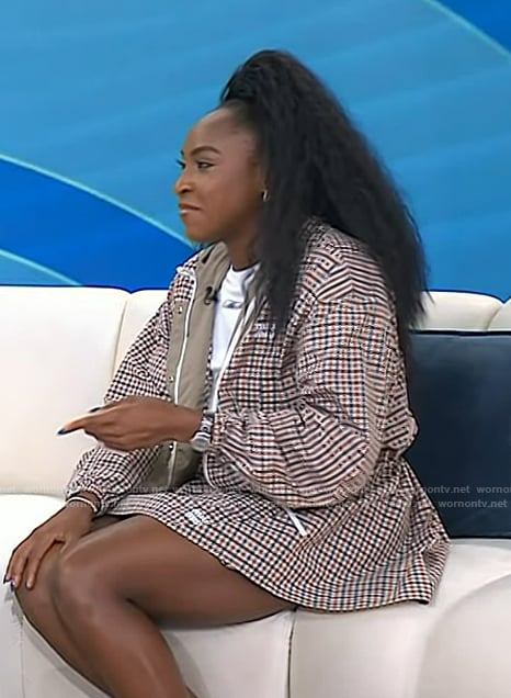 Coco Gauff's check print jacket and mini skirt on Today