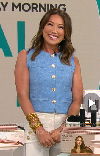 Courtney Cason's blue button front top on CBS Mornings