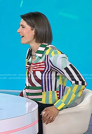 Daryn Carp's mixed stripe print blouse on Today