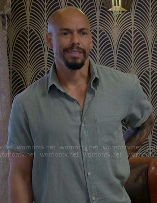 Devon's sage green shirt on The Young and the Restless