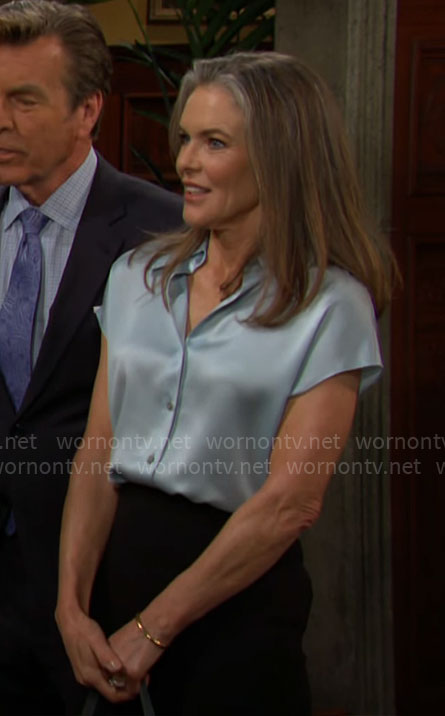Diane's light blue silk shirt on The Young and the Restless