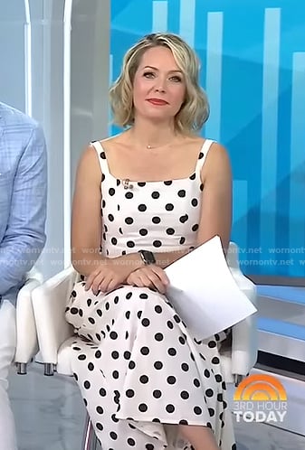 Dylan's white polka dot midi dress on Today