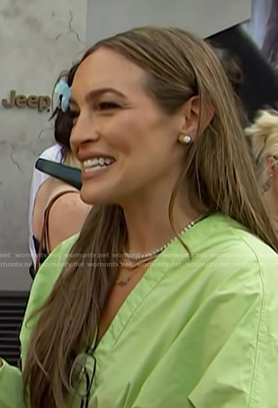 Emily's green belted dress on Access Hollywood