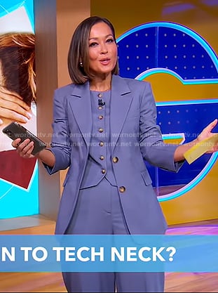 Eva's pale blue vest and blazer on Good Morning America