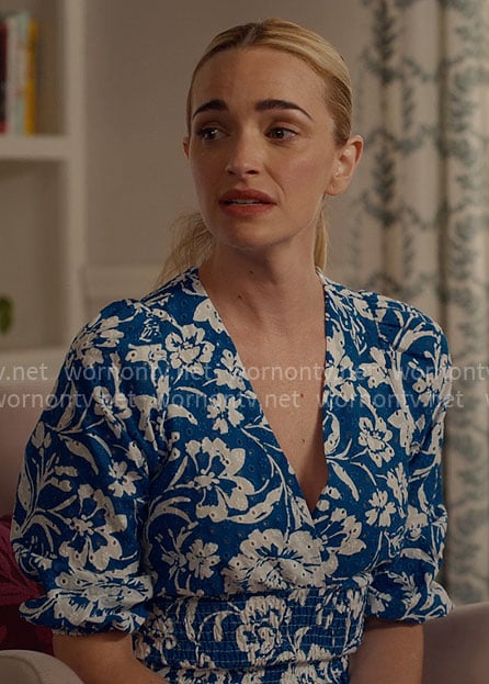 Georgia's blue floral eyelet top on Ginny & Georgia