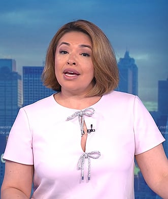 Gilma Avalos's pink embellished bow dress on Today