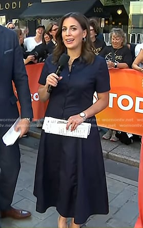 Hallie's navy short sleeve shirtdress on Today
