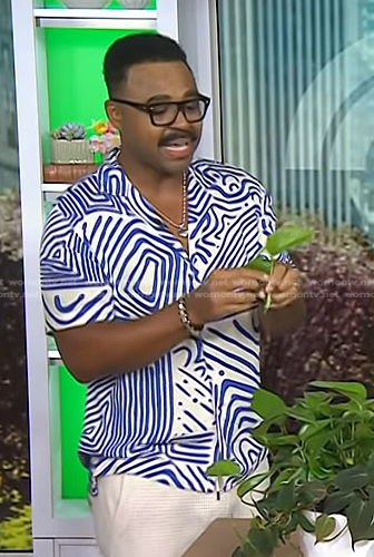 Hilton Carter's blue abstract print shirt on Today