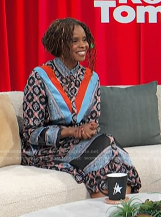 Jacqueline Coley's mixed print shirtdress on Access Hollywood