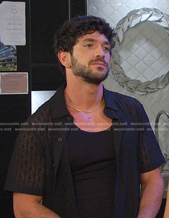 Javi's black perforated short sleeve shirt on Days of our Lives