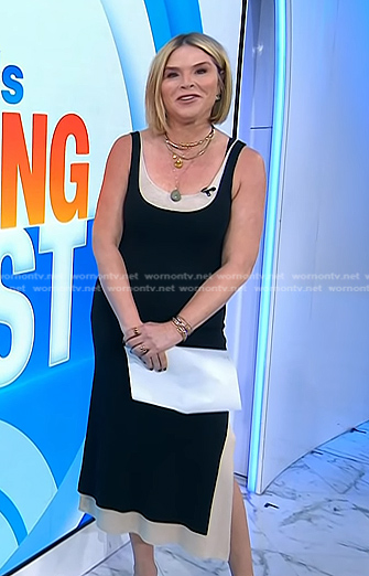 Jenna's black and beige layered sleeveless dress on Today