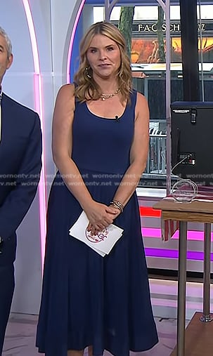 Jenna's navy mixed media midi dress on Today