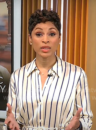 Jericka Duncan's striped shirtdress on CBS Mornings