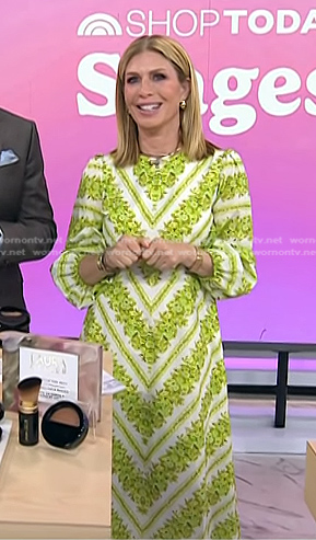 Jill's chevron floral print dress and gold earrings on Today