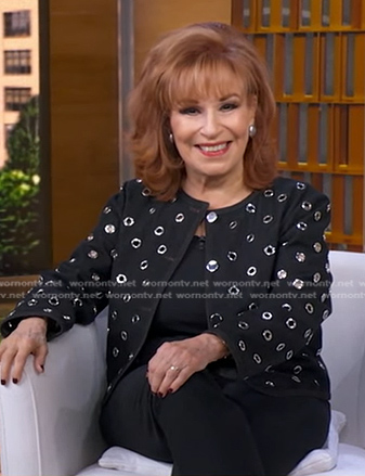 Joy Behar's black grommet jacket on Good Morning America