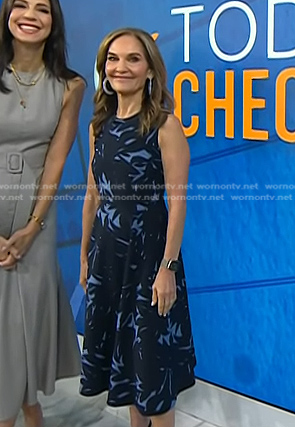 Joy's navy print sleeveless dress on Today
